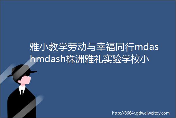 雅小教学劳动与幸福同行mdashmdash株洲雅礼实验学校小学部二三年级十一月ldquo劳动之星rdquo